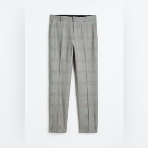 Like New! H&M men’s slim fit pants in grey plaid, Size 36R